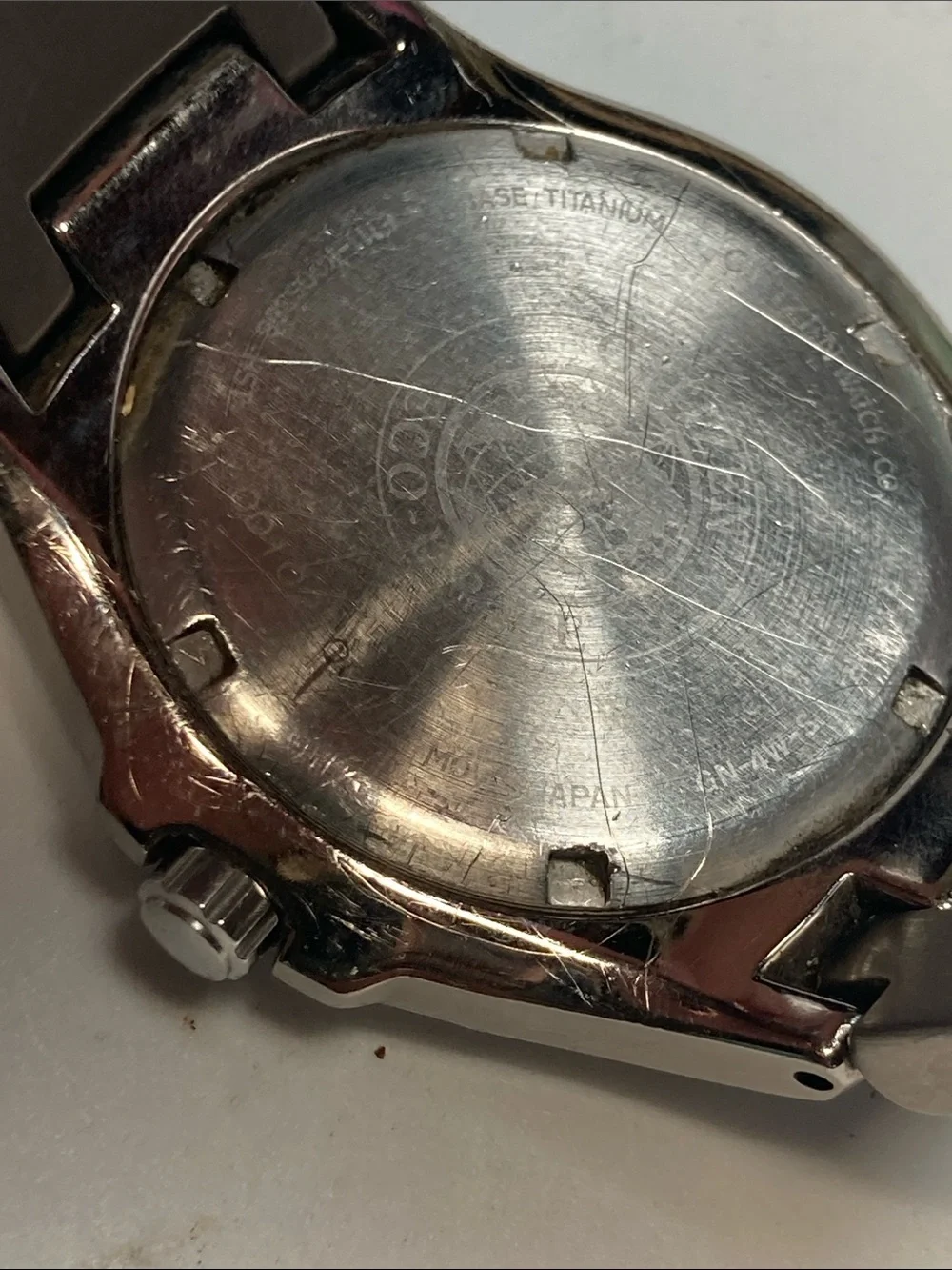 Citizen titanium eco drive Watch, Black Dial, heavy wear
